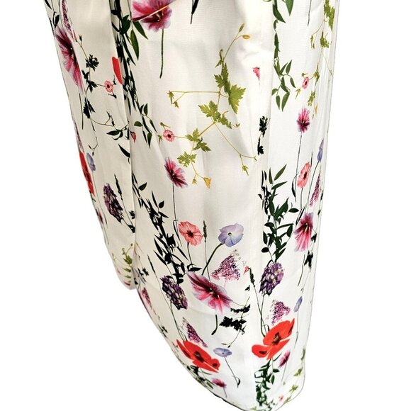 Ted Baker NWOT White Midi Skirt With Faux Waist Tie and Flowers Sz 1 4 - Picture 6 of 16